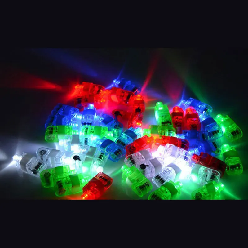 2000 Pcs LED Finger Lights Set 4 Colors Laser Flashing Lamps Battery Operated Glow Kids Birthday Party Favors Children Toy Gifts