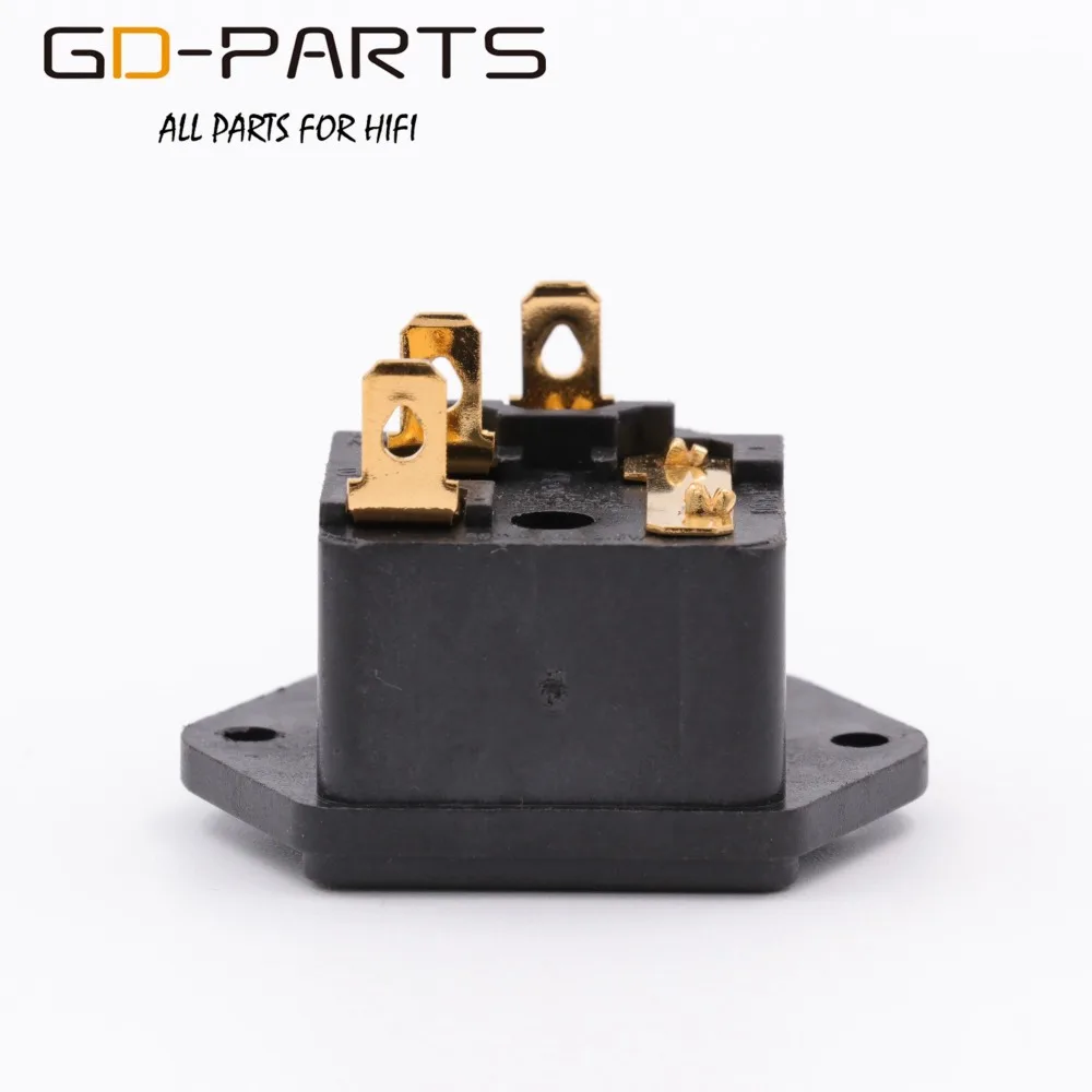 GD-PARTS IEC320 C14 AC Power Plug ซ็อกเก็ตฟิวส์ Holder ทองชุบทองเหลืองสายไฟ Inlet Hifi เสียง DIY AC250V 10A 1 PC