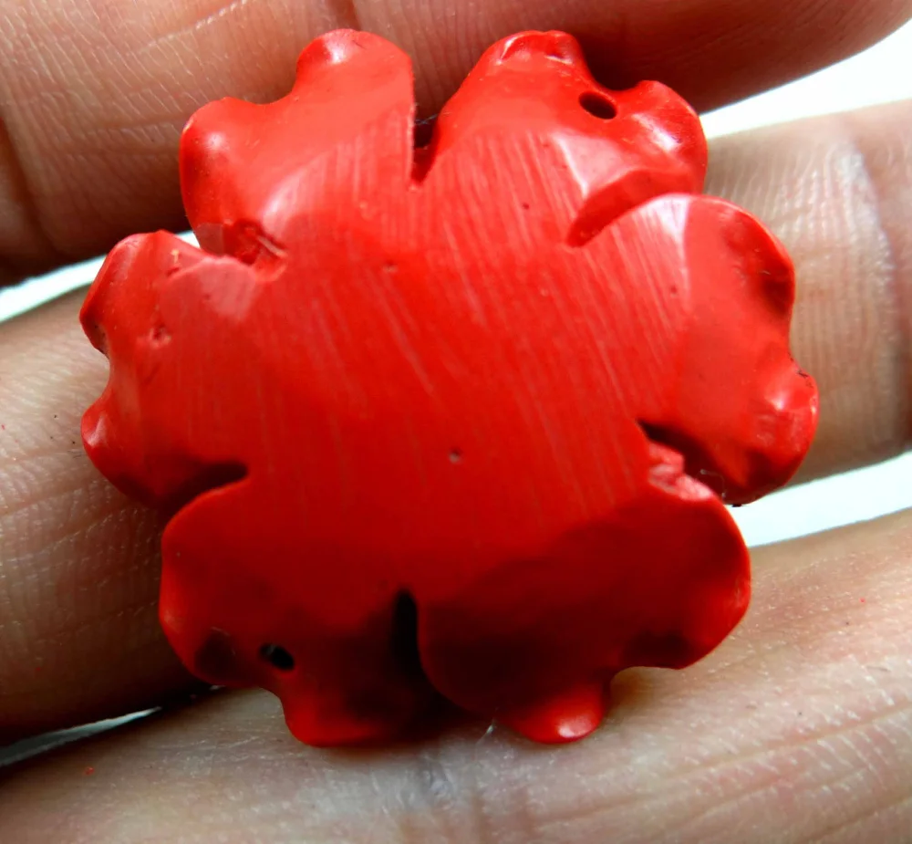 natural stone Quartz crystal Chinese Red Organic Cinnabar  flower  pendant  for diy jewelry making necklace Accessories