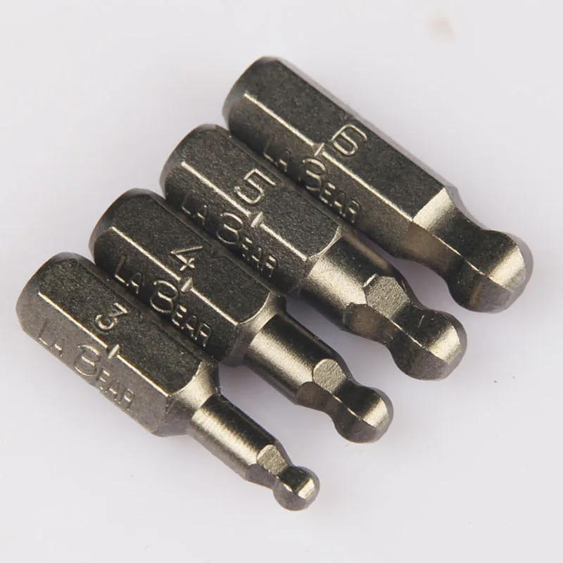 4 Stks/set 1/4 "25 Mm H3-H6 Bal Hoofd Hex Schroevendraaier Bit S2 Magnetische Elektrische Boor Zeshoekige Schroevendraaier Hoofd Power driver Tool