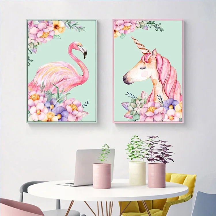 

New Needlework,DMC Color Full Embroidery kit,cartoon bird and unicorn horse angel rose Painted Pattern cross stitch wedding gift