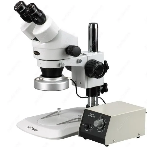 AmScope Zoom Binocular Stereo Microscope+ Heavy Duty 80 LED Ring Light on Compact Pillar Stand