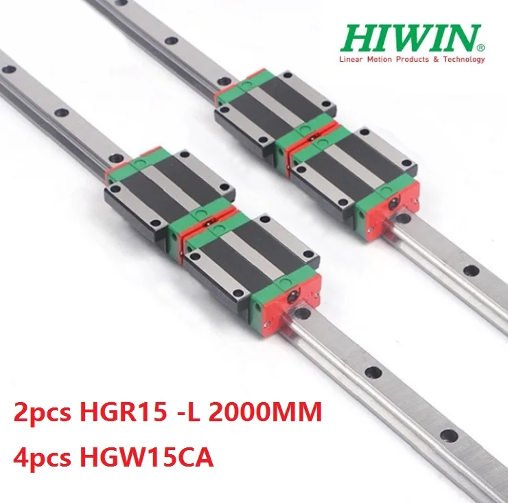 

2pcs 100% original Hiwin linear rail guide HGR15 -L 2000mm + 4pcs HGW15CA ( HGW15CC ) linear flange carriage block for cnc