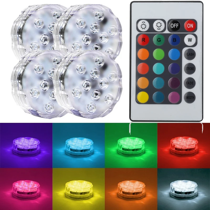 1piece/ lot 3AAA Battery Operated Remote Control 16Colors Submersible LED Light, LED Vases Base Light for Wedding Celebration