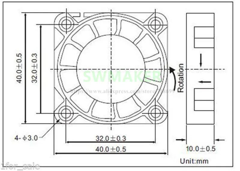 2pcs 4010 40x40x10mm Fan 24V, CTC, FlashForge, MK Replicator 2