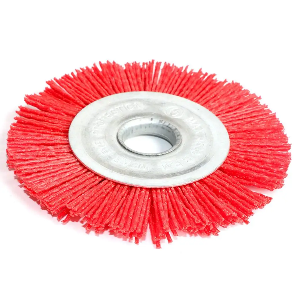 1pc 125*22mm 5 Inch Nylon Abrasive Brush Wheel Grit 80 Polymer-abrasive Wire Drawing Round Polishing Brush wood deburring