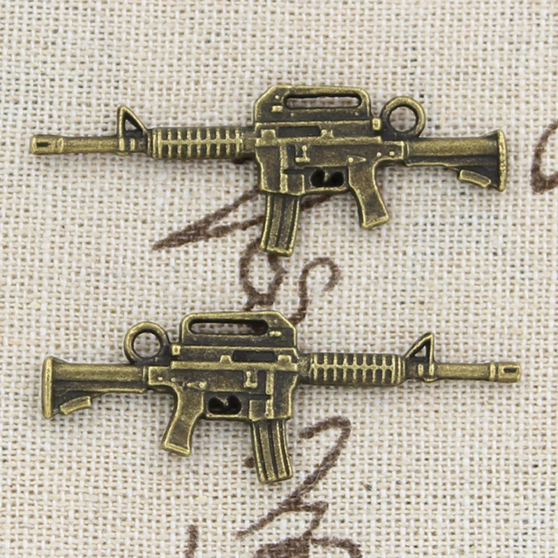 10pcs Charms Machine Gun Assault Rifle 45x16mm Antique Making Pendant fit,Vintage TibetanBronze,DIY Bracelet Necklace