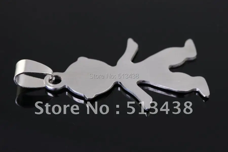 in bulk 10pcs lot  unisex High polished Stainless Steel 25*39MM little baby boy pendant, birthday Christmas gifts