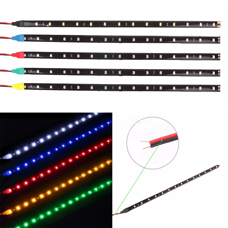 30CM Auto Car DRL Light 14 3528 SMD Car Styling Headlight Guide Light Daytime Driving Light Led Strip White Blue Green Red