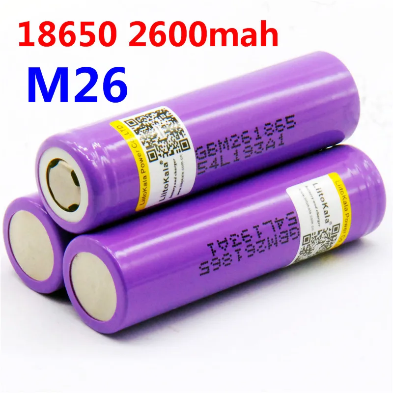 100% original LiitoKala for  M26 18650 2600mah 10A ICR18650 m26 2600mAh 3.7v charge 18650 for flashlight power bank