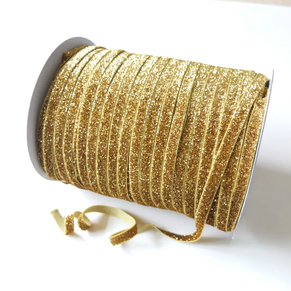 5 Yards Glitter Elastic Bands 3/8 inch FOE Sewing Elastic Fabric DIY Garment Accessories 9 MM Hair Elastic Headband Hair Bows
