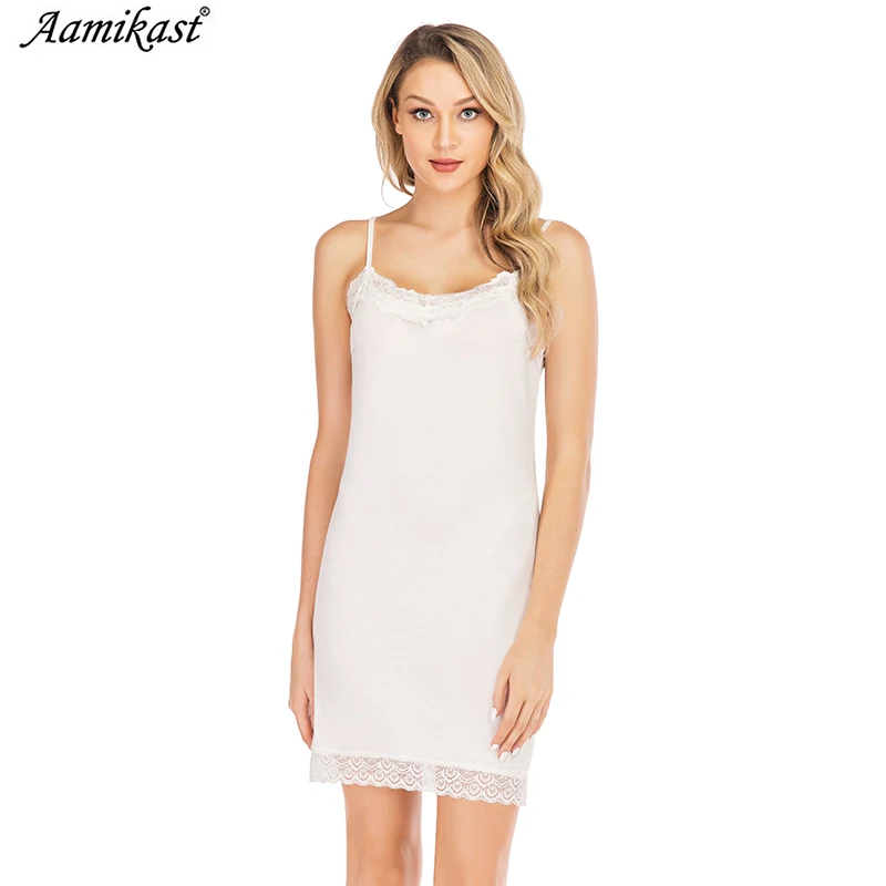 Aamikst Women Nightgowns Night Dress Sexy Spaghetti Strap V-Neck Casual Home Dress Elegant Night Shirt Sleepwear Nightwea