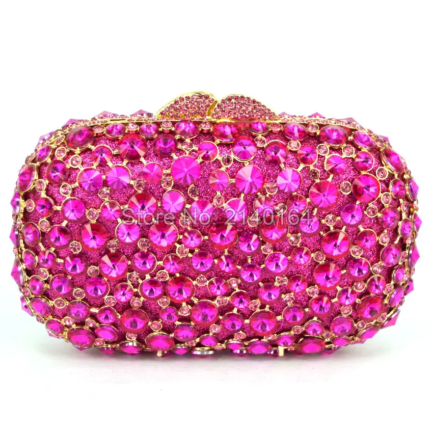 

Wedding Party Purse bag Banquet Clutch Stylish Golden Crystal Evening Bag Pink diamond hand bag wedding bridesmaid Wallet 88414