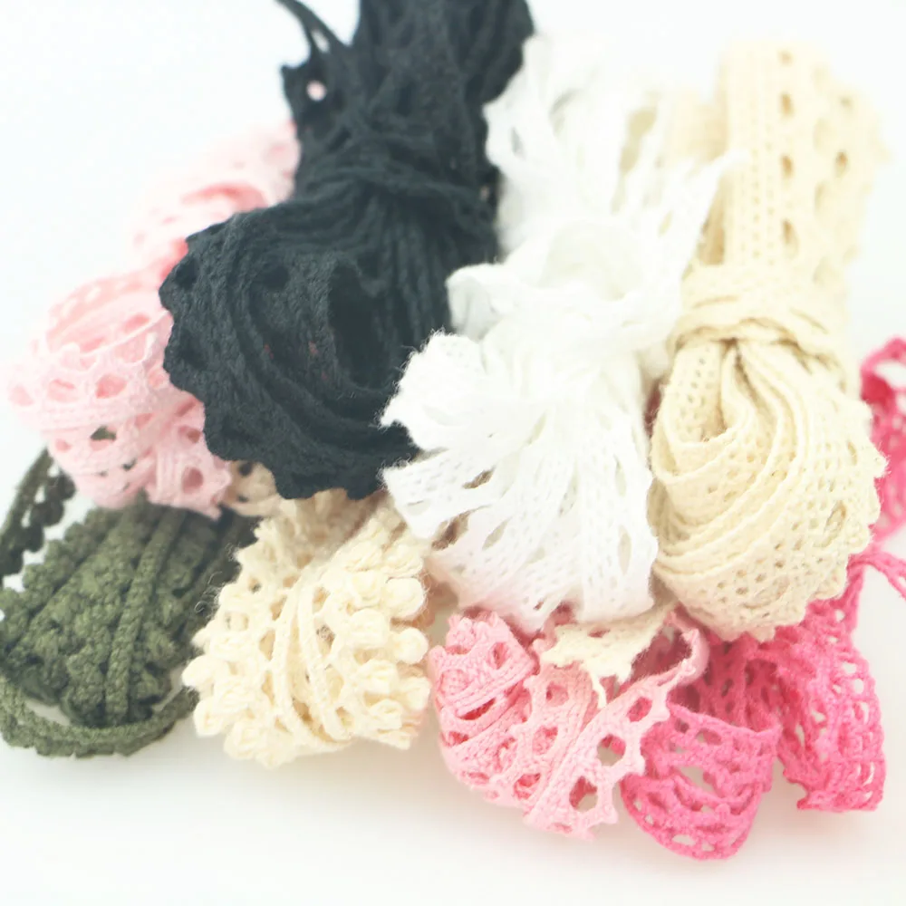 20 YARD Thin Lace Ribbon Macarons Color Cotton Lace Trim Wedding Decoration Scrapbooking Lace Fabric 1 CM DOG TEETH 1092