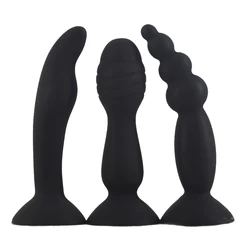 FAAK 3pcs/lot Silicone butt plug strong suction cup beads anal sex toys clit G-spot stimulate anal plug erotic products sex shop