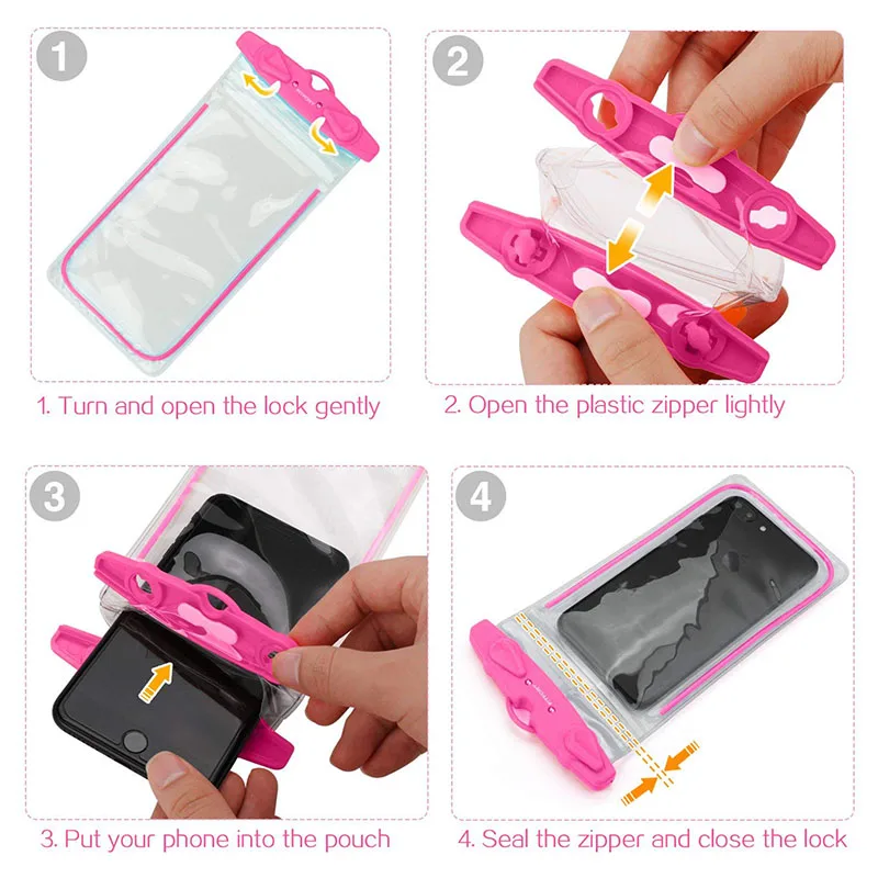 Portable Waterproof Phone Case Pouch Underwater Dry Bag With Neck Strap Luminous Swimming Bag For Water Games Beach Sport Skiing