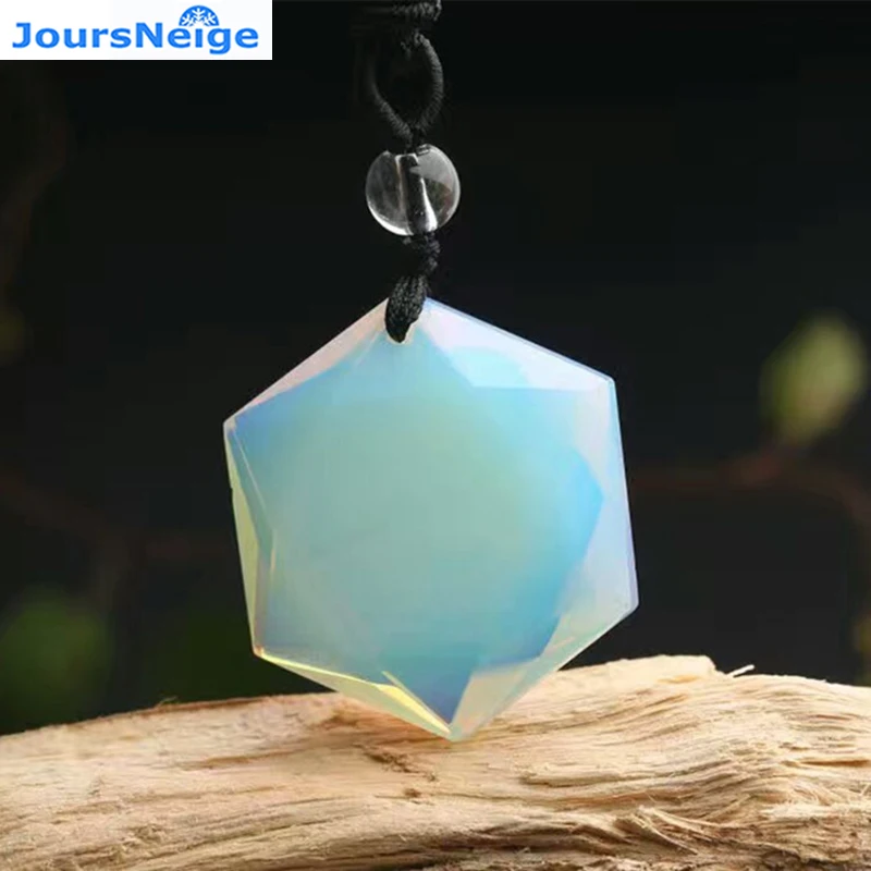 Wholesale Blue Six Star Facet Protein Stone Pendants Lucky for Women Men Energy Stone Necklace With Rope Chain Fashion Jewelry