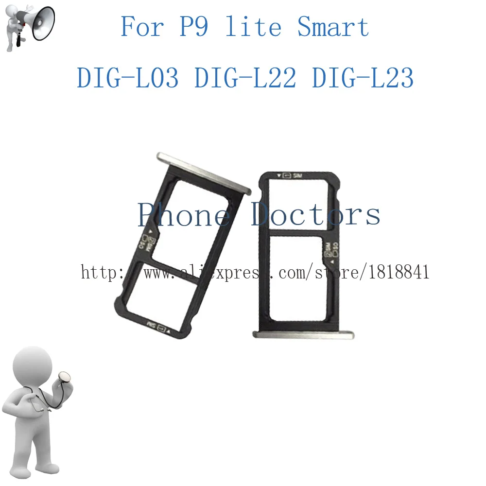 For Huawei P9 lite Smart DIG-L03 DIG-L22 DIG-L23 Sim Card Tray Micro SD Card Holder Slot Adapter Parts Sim Card Adapter