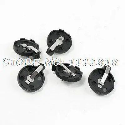 5 Pcs 2 Pins สีดำรอบรูปร่าง LIR2032 2025 2016 แบตเตอรี่ผู้ถือ