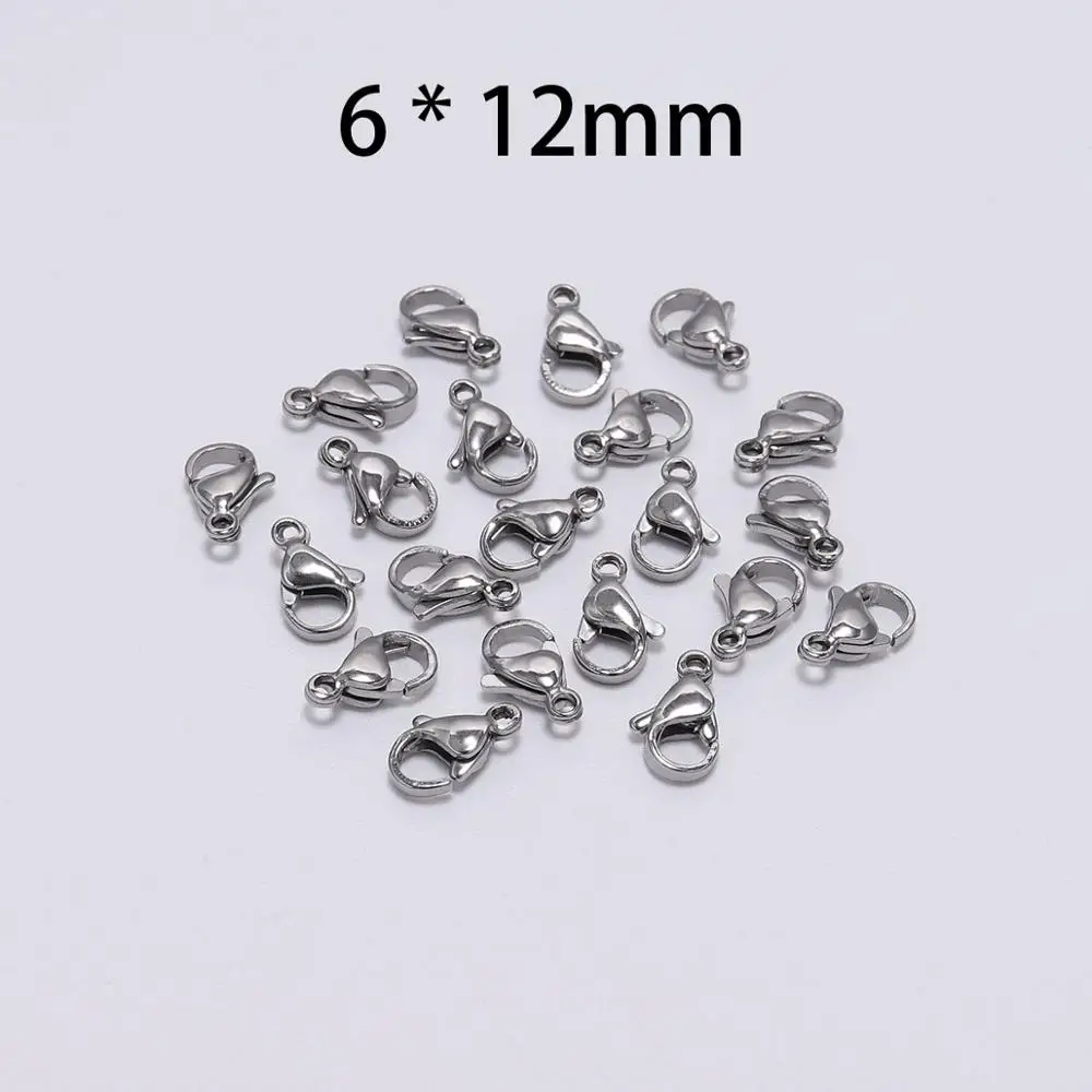 30pcs/lot Stainless Steel Lobster Clasps Lobster Clasp Hooks DIY Necklace Bracelet Chains Connector For Jewelry Findings Making
