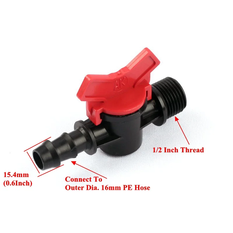 40pcs 1/2 Inch Male Connector to 16mm Barbed Insert Connector Mini Hose Water Switch Irrigation System Plumbing Water Ball Valve