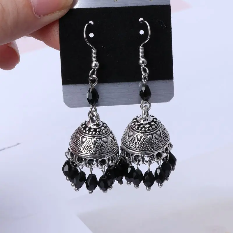 Retro Indian Bollywood Jhumka Jhumki Crystal Women Drop Earring Ethnic Gypsy Jewelry