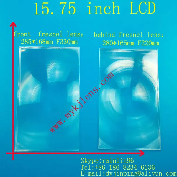 

2 pcs/lot prefessional projection DIY fresnel lens 15.75 inch focal length F330/F220 dimension 285*168mm projector diy lens