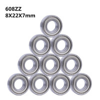 10pcs Double Shielded Miniature High-carbon Steel Single Row 608ZZ ABEC-5 Deep Groove Ball Bearing 8*22*7 8x22x7 MM 608 ZZ