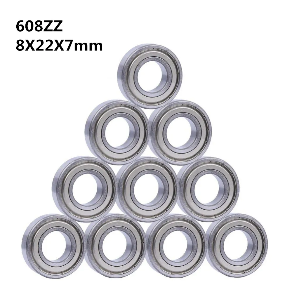 10 sztuk podwójnie ekranowane miniaturowe stal wysokowęglowa jednorzędowe 608ZZ ABEC-5 łożysko kulkowe zwykłe 8*22*7 8x22x7 MM 608 ZZ