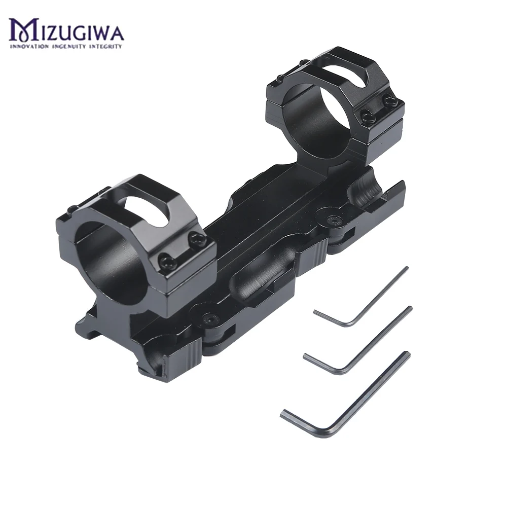 MIZUGIWA Tactical HeavyDuty Dual Ring 30mm / 20mm Rail Quick Release Cantilever Weaver Forward Reach Scope Mount QD Cam Locks