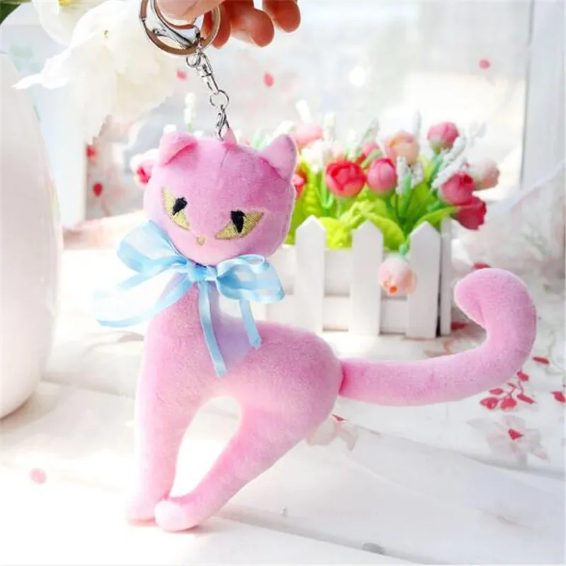 1PCS Mini Cat Plush Toy Creative Cute Cat Small Pendant Toys Doll Key Ring Rag  Wedding Throwing Gift 18CM