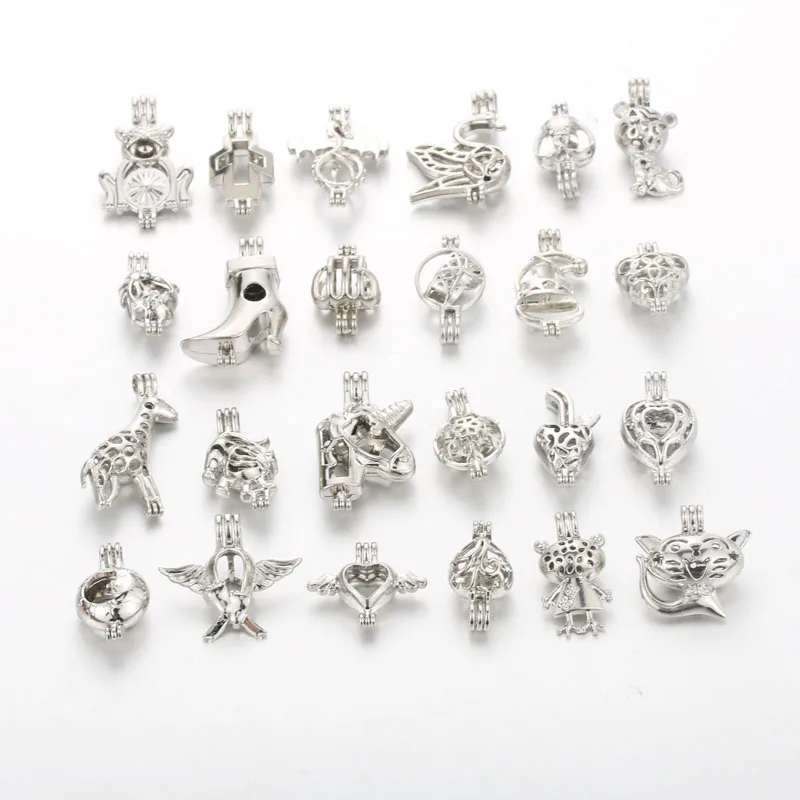 10PCS/Lot Mixed Pearl Cage Locket Necklaces Aroma Diffuser Necklace Pendant  Necklace Perfume Essential Oil Aromatherapy Locket