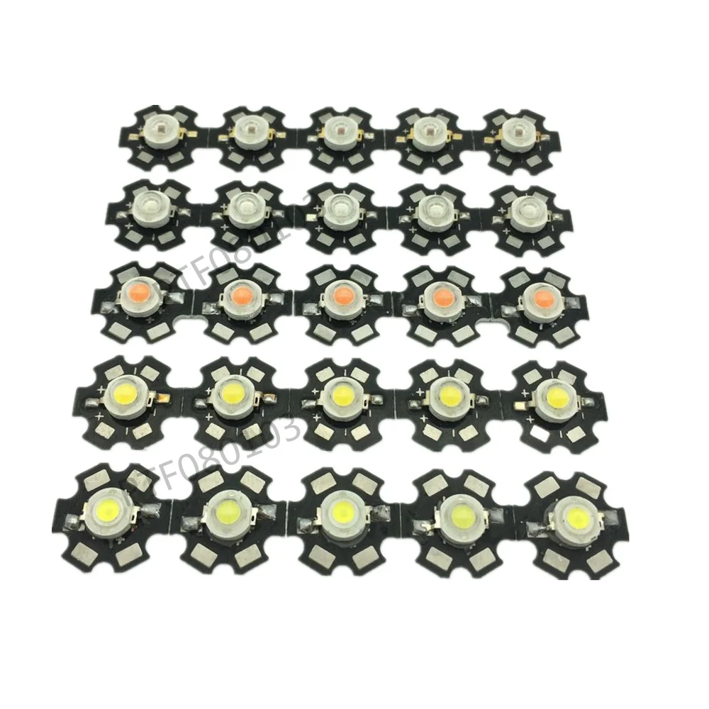 50pcs 1W 3W High Power LED light , Red, Green, Blue, Yellow, RGB,white(neutral White), Warm White, Cool White