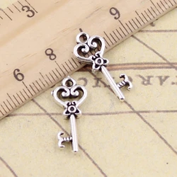 20pcs Charms Vintage Skeleton Key 21x9mm Tibetan Bronze Silver Color Pendants Antique Jewelry Making DIY Handmade Craft