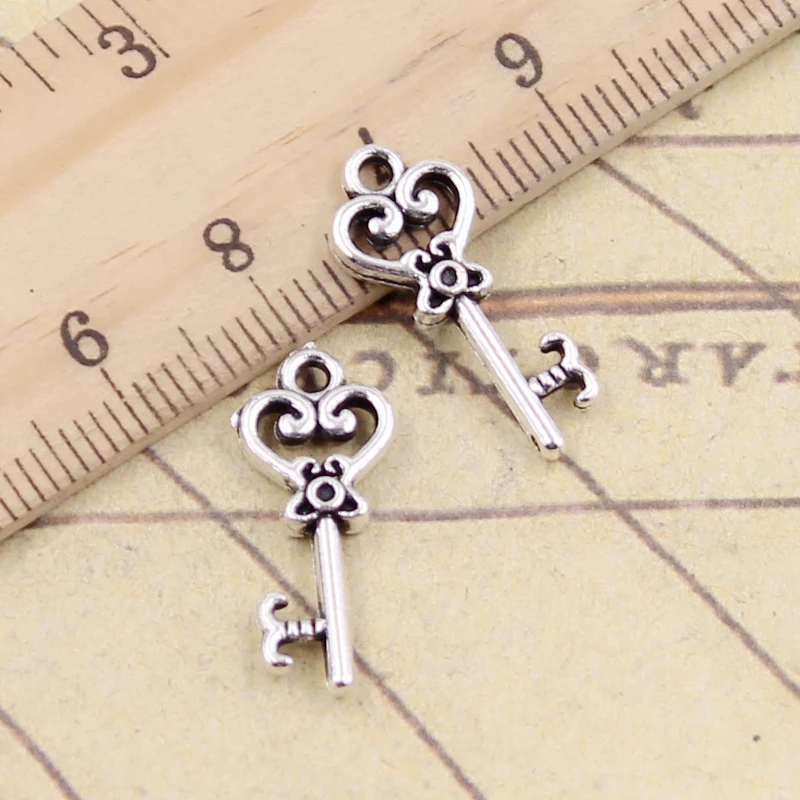 20 sztuk Charms w stylu Vintage szkielet klucz 21x9mm tybetański brąz srebrny kolor wisiorki antyczny tworzenia biżuterii DIY Handmade Craft