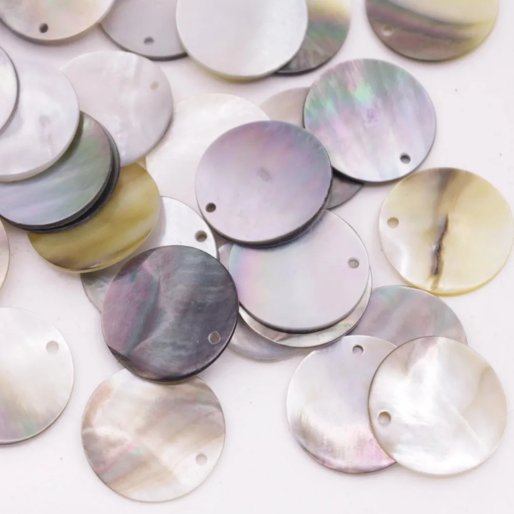 50 PCS 10mm 15mm 20mm Natural Black Coin Shell Mother of Pearl  Jewelry Making DIY