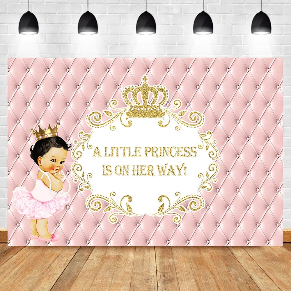 

Royal Girl Baby Shower Backdrop Gold Crown Pink Princess Photography Backgroung Baby Shower Decorations Supplies Backdrops