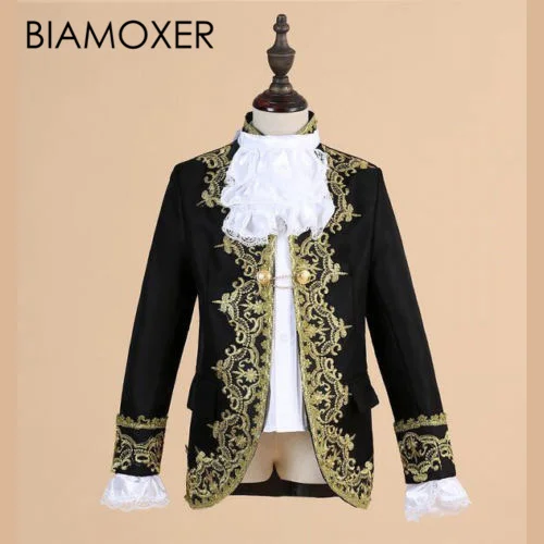 Biamoxer Kid Royal King Prince Costume Men Kids Medieval Leader Cosplay Jacket Pant Full Set