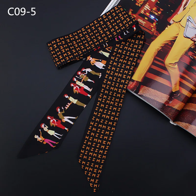 2018 Scarf New Design Paris holiday tied bag small ribbon Ms. twill silk scarves hair band head scarf