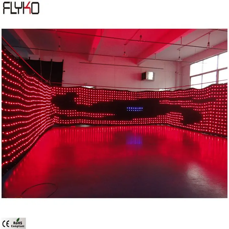 Flyko stage Multi-purpose led video cloth  LED stage curtain P100mm 2x17