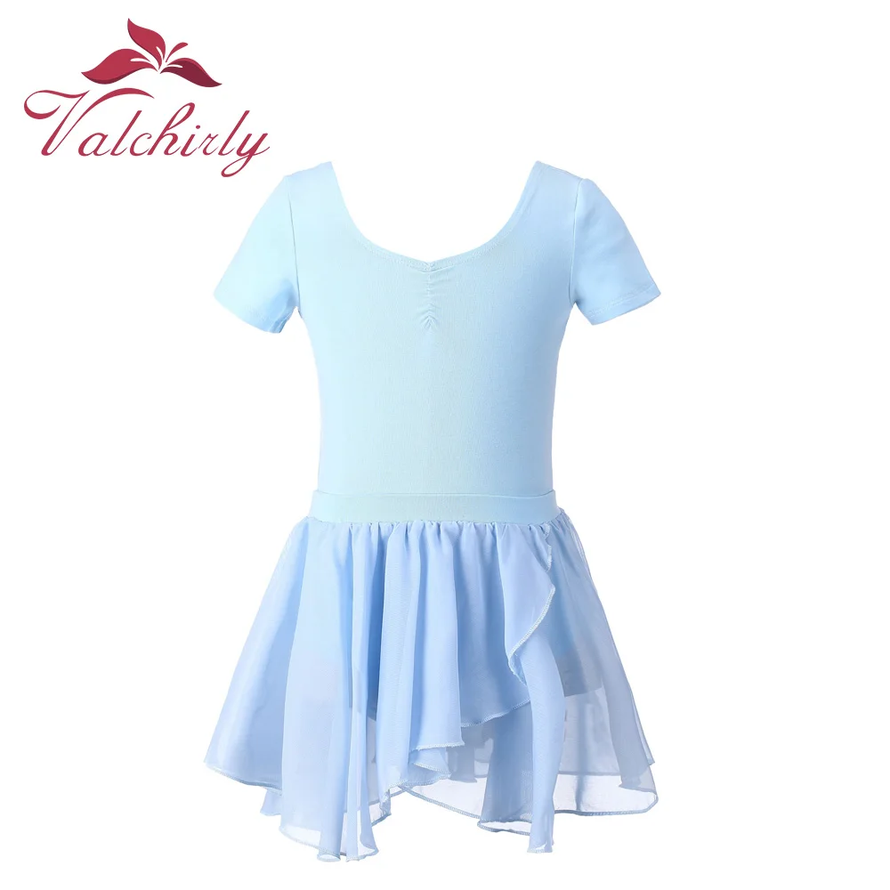 Blue Gymnastics Leotard Lycra Kids Dance Costumes Girls Ballet Leotard with Skirt  Dance Wear