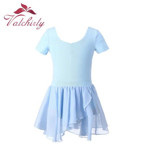 Leotardo de gimnasia azul Lycra trajes de baile para niños leotardo de Ballet para niñas con falda Ropa de baile