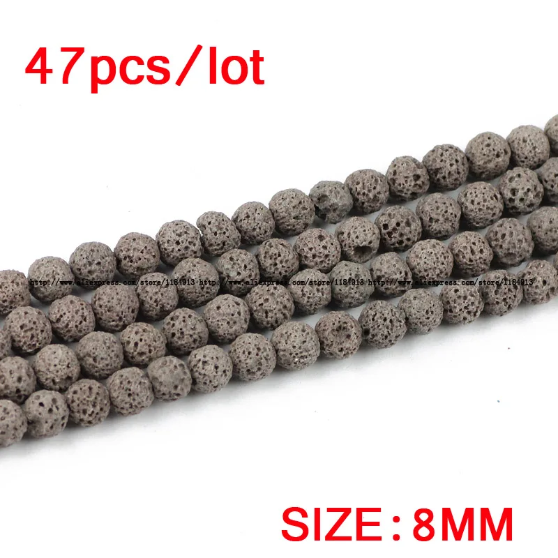 JHNBY رمادي الحمم الخرز الحجر الطبيعي الصخور البركانية أعلى جودة جولة فضفاض الخرز الكرة 4/6/8/10/12 مللي متر مجوهرات سوار جعل DIY #5