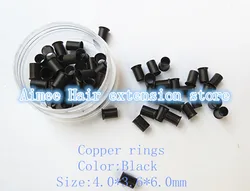 4.0x3.6x6.0mm 1#Black 1000pcs/pack copper flared ring easily locks/copper tube micro link/ring /bead for i tip hair extension