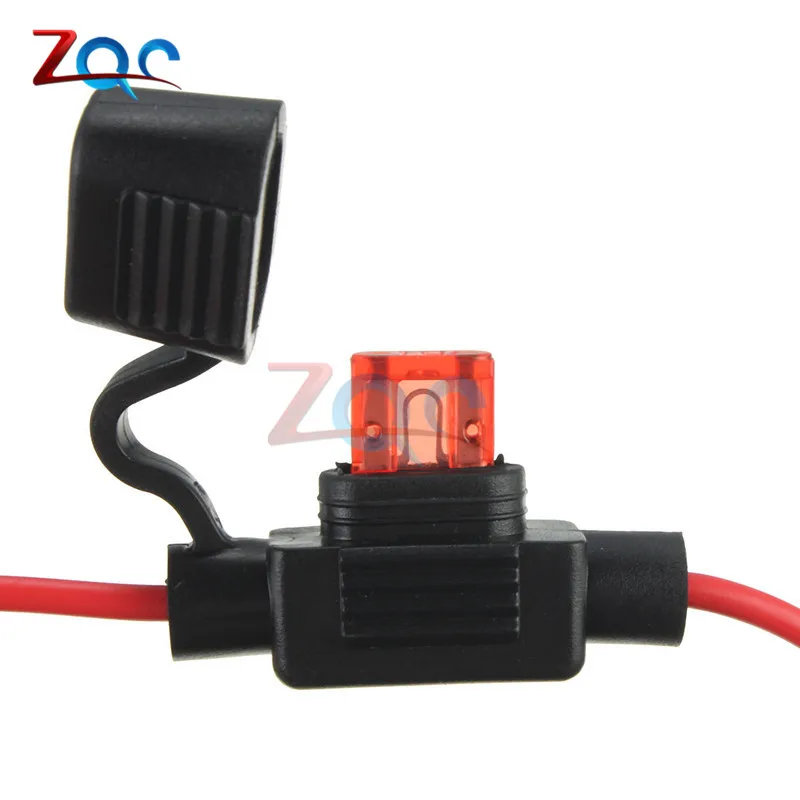 5PCS Waterproof Power Socket Mini Blade Type In Line Fuse Holders with 10A Fuse Car Replacement Fuses holder