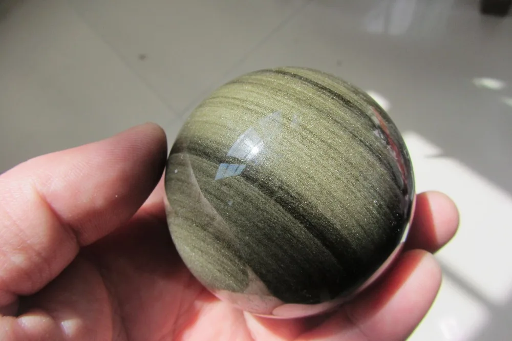 65mm NATURAL OBSIDIAN POLISHED SPHERE BALL Distinctive HEALING 340g