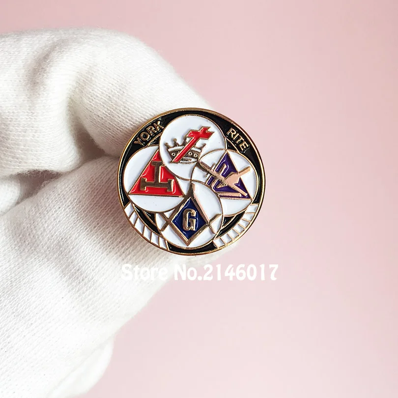 

50pcs Knights Templar YORK RITE Custom Masonic Enamel Brooches and Pins Free Masons Freemason Lapel Pin Badges Metal Masonry