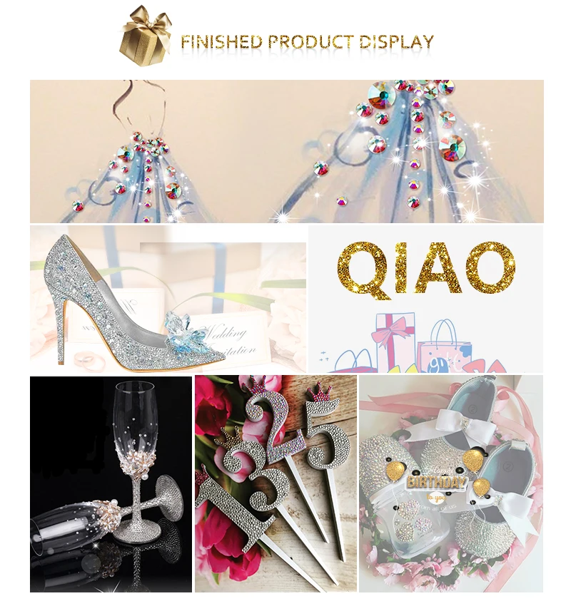 QIAO Glitzer-Strasssteine Crystal AB SS3-SS50, nicht heißklebend, flache Rückseite, Strass zum Nähen & für Textilien, Kleidung, Nagelkunst. – Detail 5
