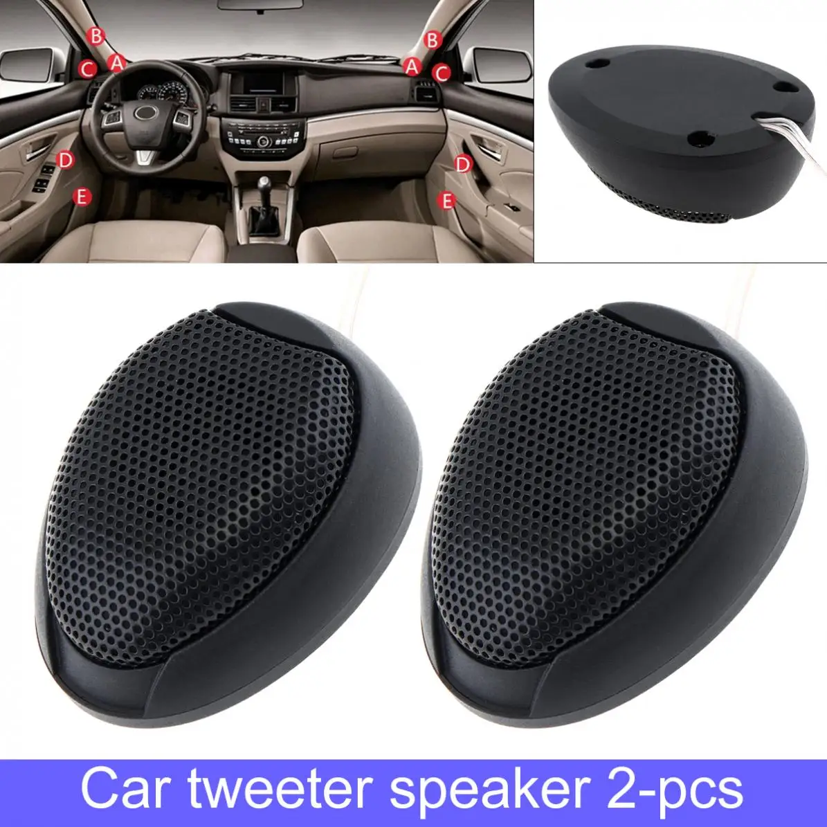 2pcs Universal 12V 1000W TW-106 Metal + Plastic High Efficiency Mini Car Dome Tweeter Speakers for Car Audio System