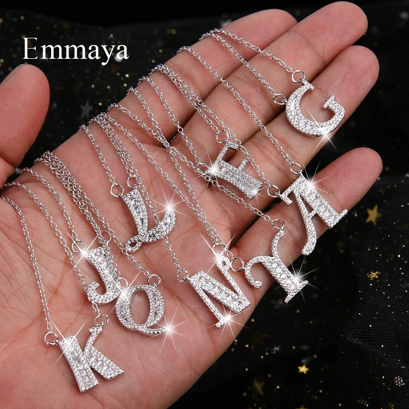 

Emmaya Letters Chain Pendants Necklaces Women's Zircon Hip Hop Jewelry With Gold Color Tennis Chain Party Wedding Gift
